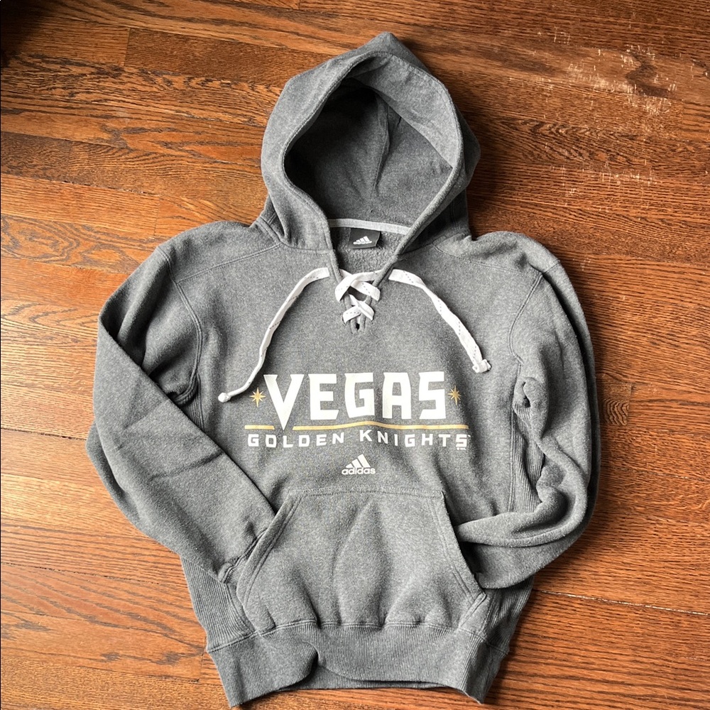 Adidas Charcoal Vegas Golden Knights Lace-Up Hoodie